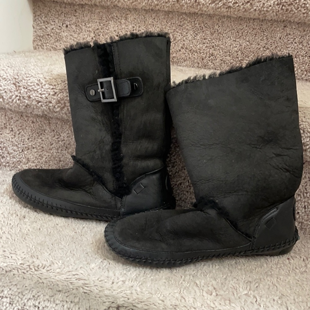 Tory Burch black suede moccasin boots